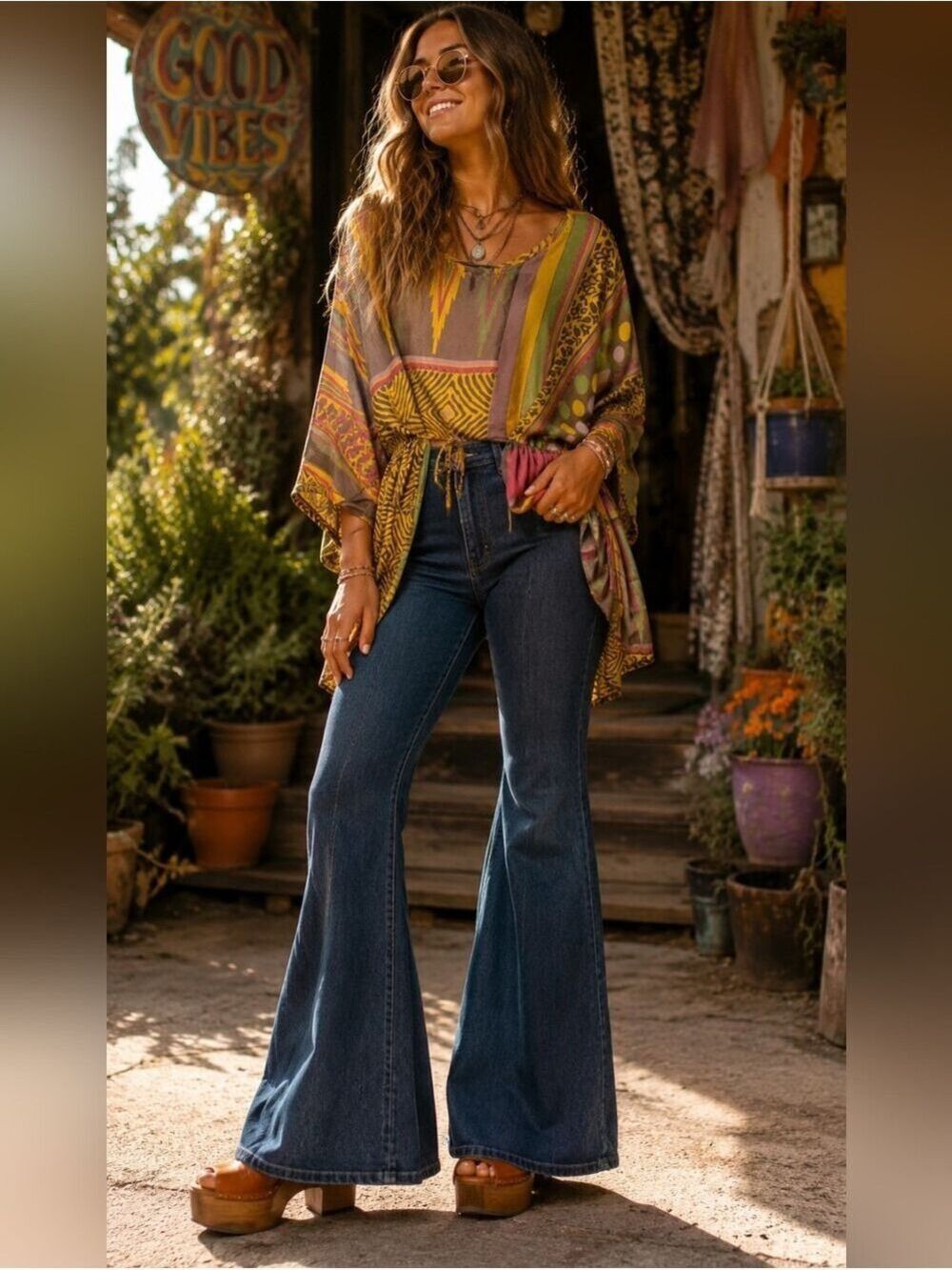 Artisian Made In India Silk Drape Top With Front Accent Tie